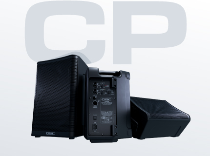 Image of three CP series loudspeakers. Image text: CP