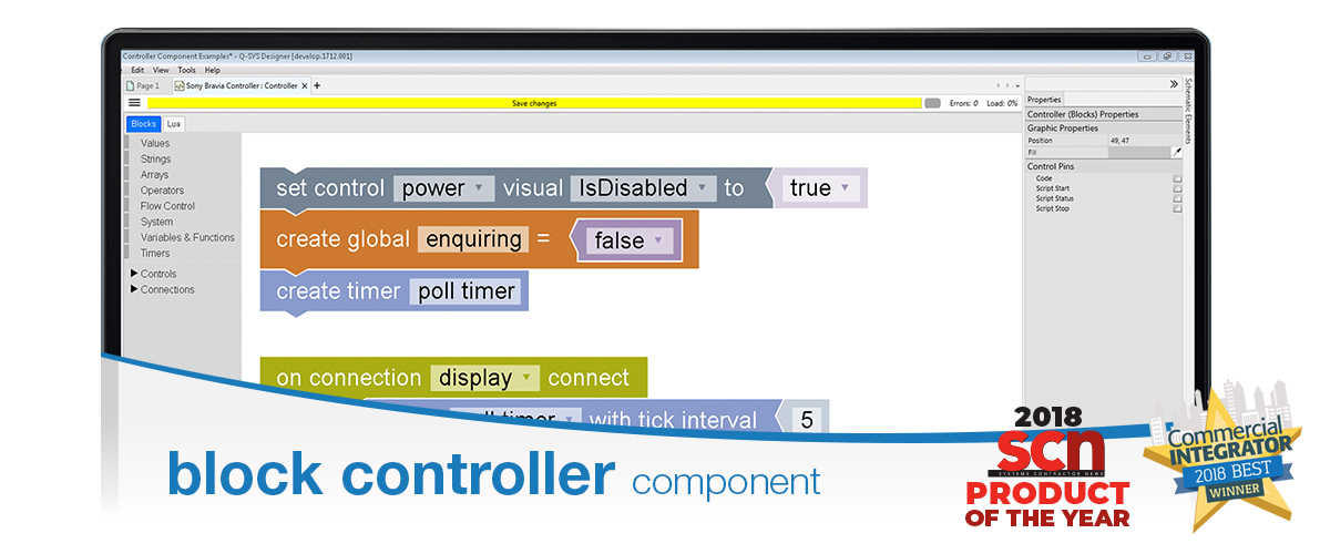 Image of laptop screen, text: block controller component